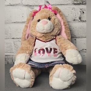 Build-A-Bear Bunny w/ Sequin LOVE Top & Skirt – 16" Plush Stuffed Animal Retired